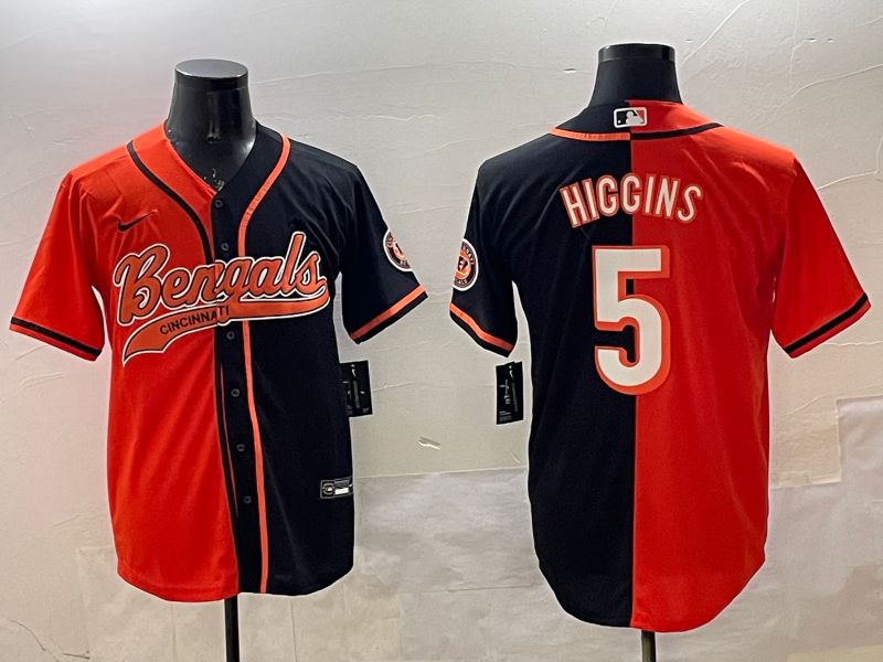 Men Cincinnati Bengals #5 Hiccins Orange Black Joint Name 2025 Nike Limited NFL Jersey style 2->cincinnati bengals->NFL Jersey